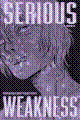 cover artwork for serious weakness. it is heavily edited to be colorized purple and dithered so that it's barely recognizable as anything.